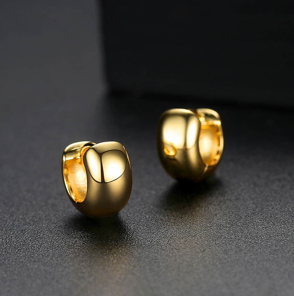White Gold/ Gold Plated Polished Chubby Hoop Earrings BBB007