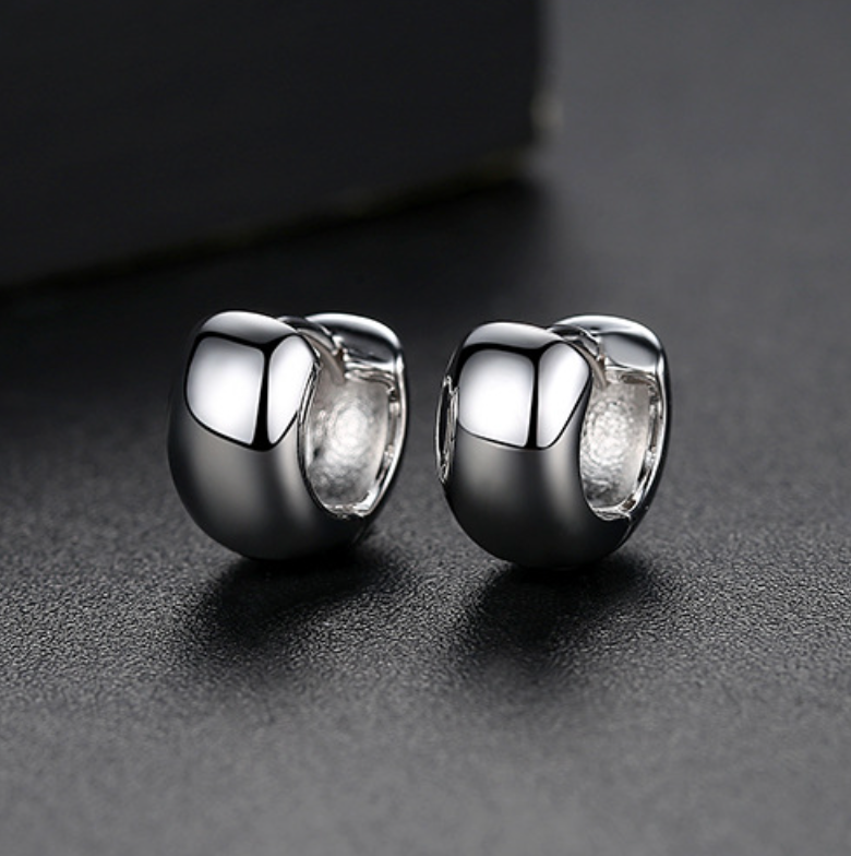 White Gold/ Gold Plated Polished Chubby Hoop Earrings BBB007
