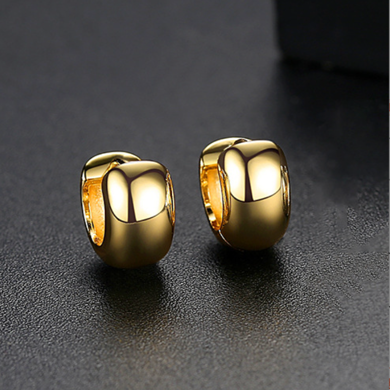 White Gold/ Gold Plated Polished Chubby Hoop Earrings BBB007