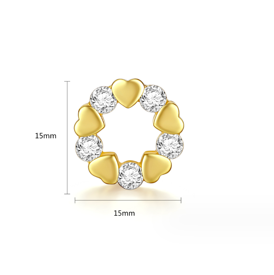 Gold Plated Hearts and Circles Cubic Zirconia Earrings BBB008