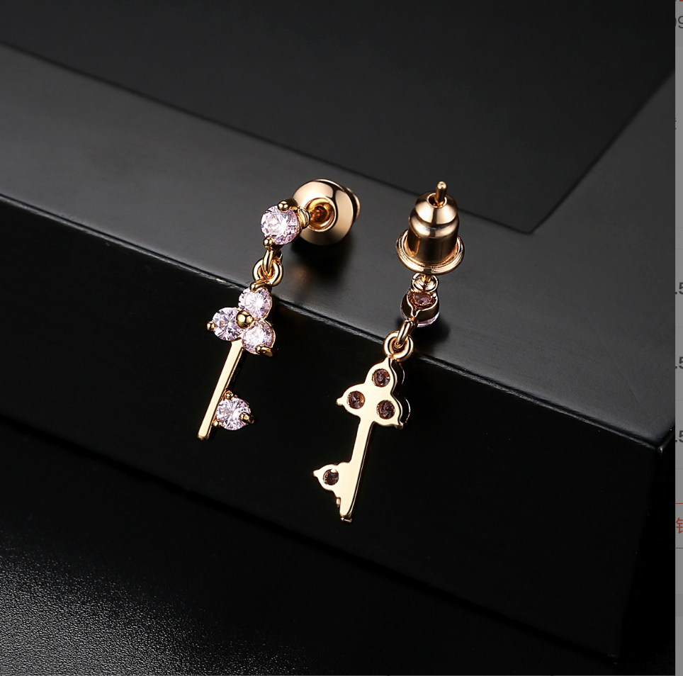 Key Shape Colored Cubic Zirconia Earring BBB003