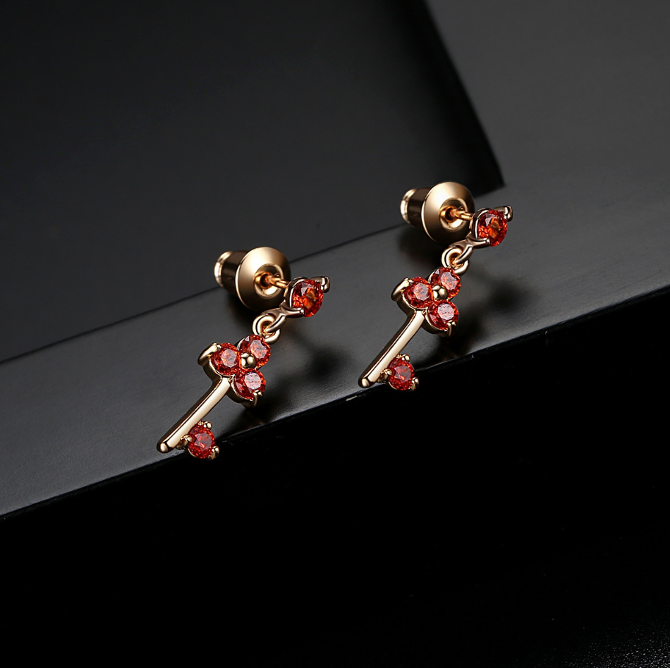 Key Shape Colored Cubic Zirconia Earring BBB003