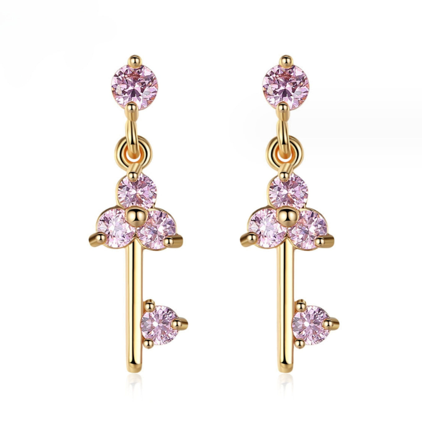 Key Shape Colored Cubic Zirconia Earring BBB003