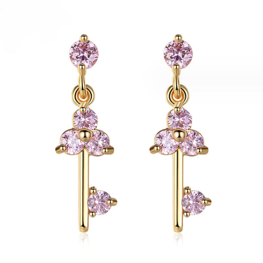 Key Shape Colored Cubic Zirconia Earring BBB003