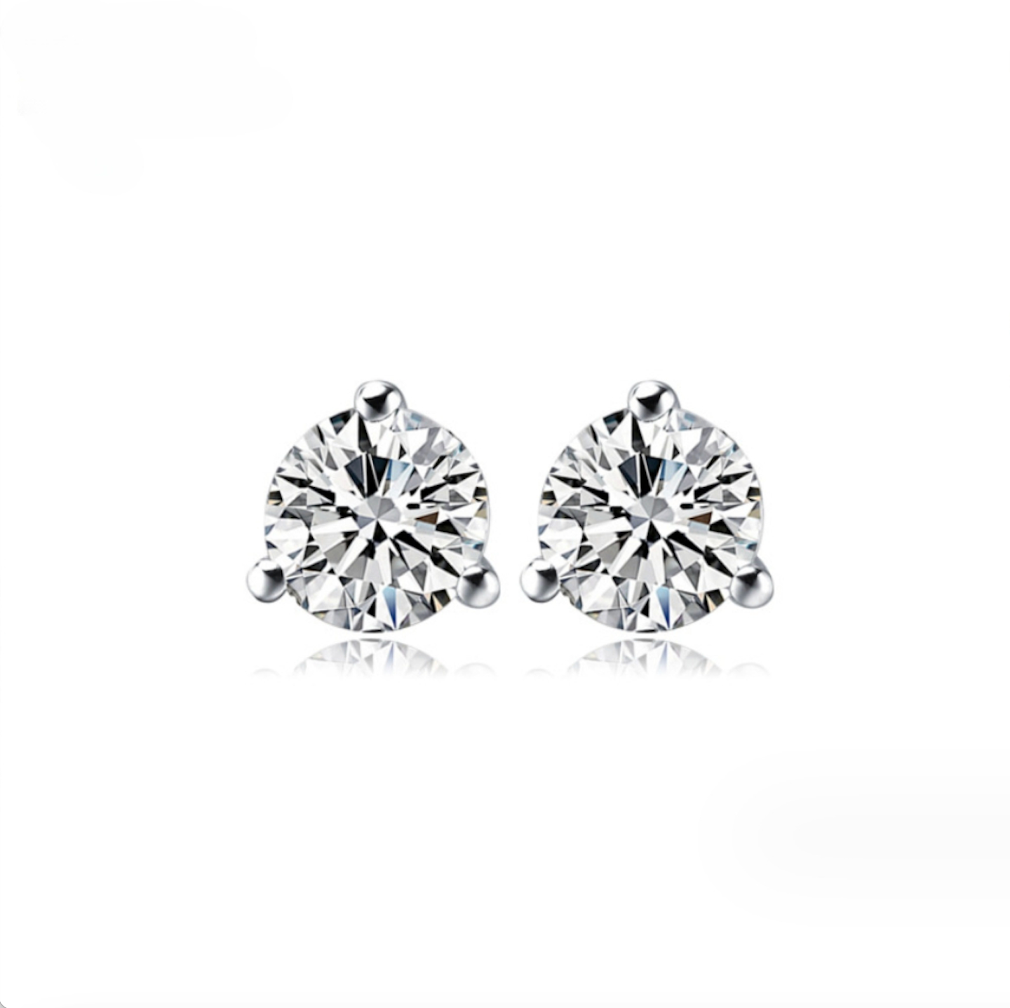 Exquisite Small Stud 3 Prong Cubic Zirconia Earrings BBB004