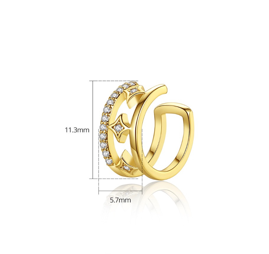 Gold Plated Wish Upon A Star Clip Earrings BBB011