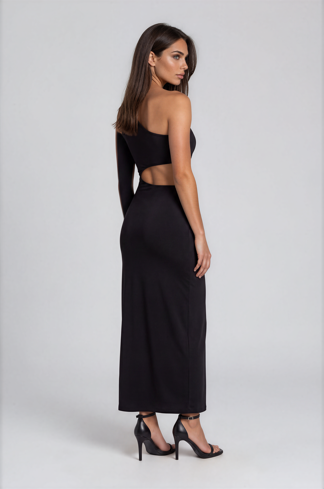 One-Shoulder Cut-Out Maxi Dress with Twist Detail NDS-003