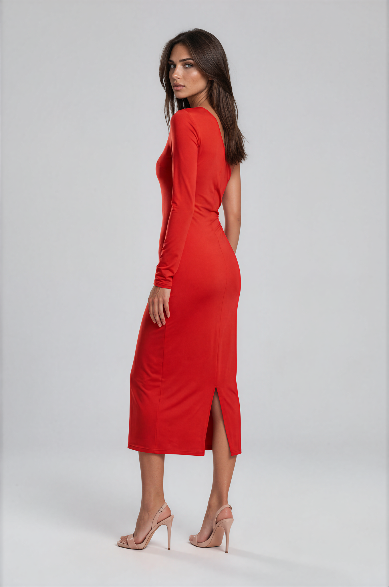 One-Shoulder Cut-Out Maxi Dress with Twist Detail NDS-003