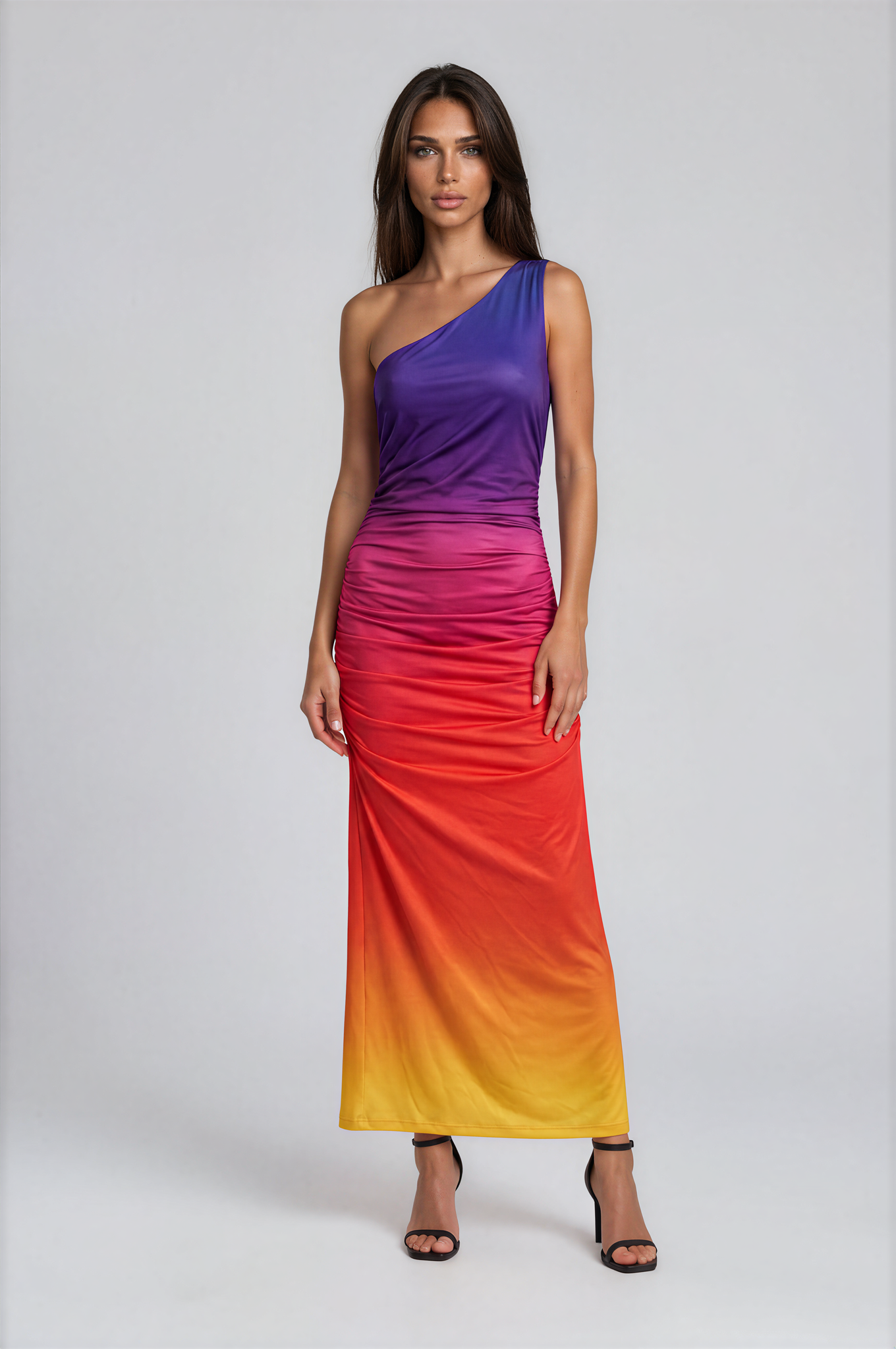 Sunset Ombre One-Shoulder Maxi Dress NDS-031
