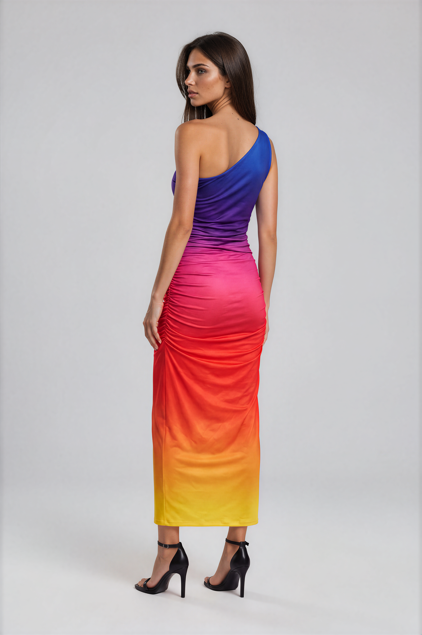 Sunset Ombre One-Shoulder Maxi Dress NDS-031