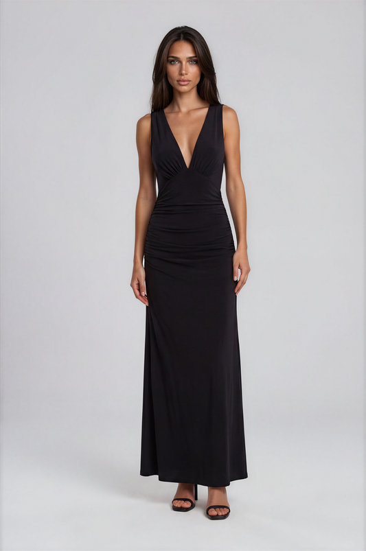 Halter Plunge High-Slit Maxi Dress NDS-0016