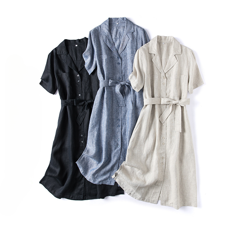 Belted Linen Midi Shirt Dress CRLinen1216-139 Special Group Sale Ends 27.3.26 Free Post