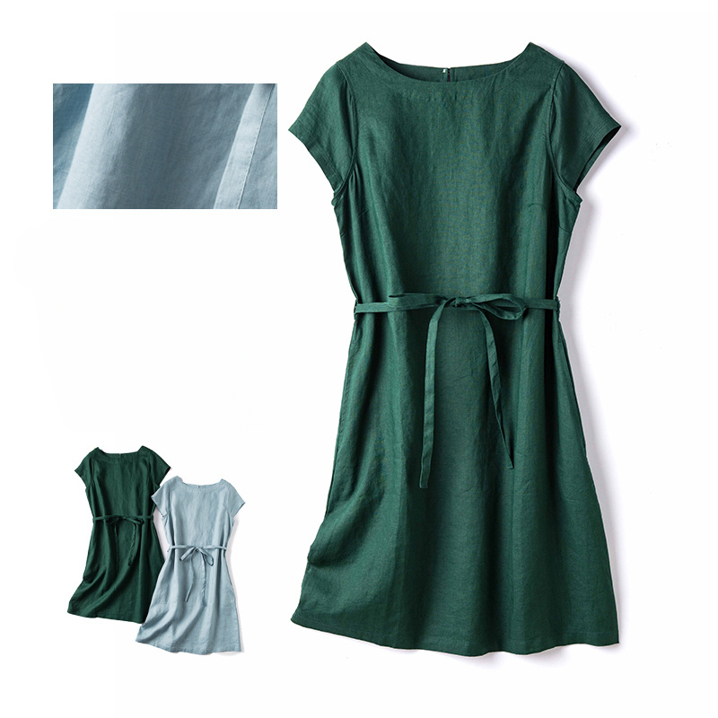Casual Linen Dress with Belt CRLinen1216-148