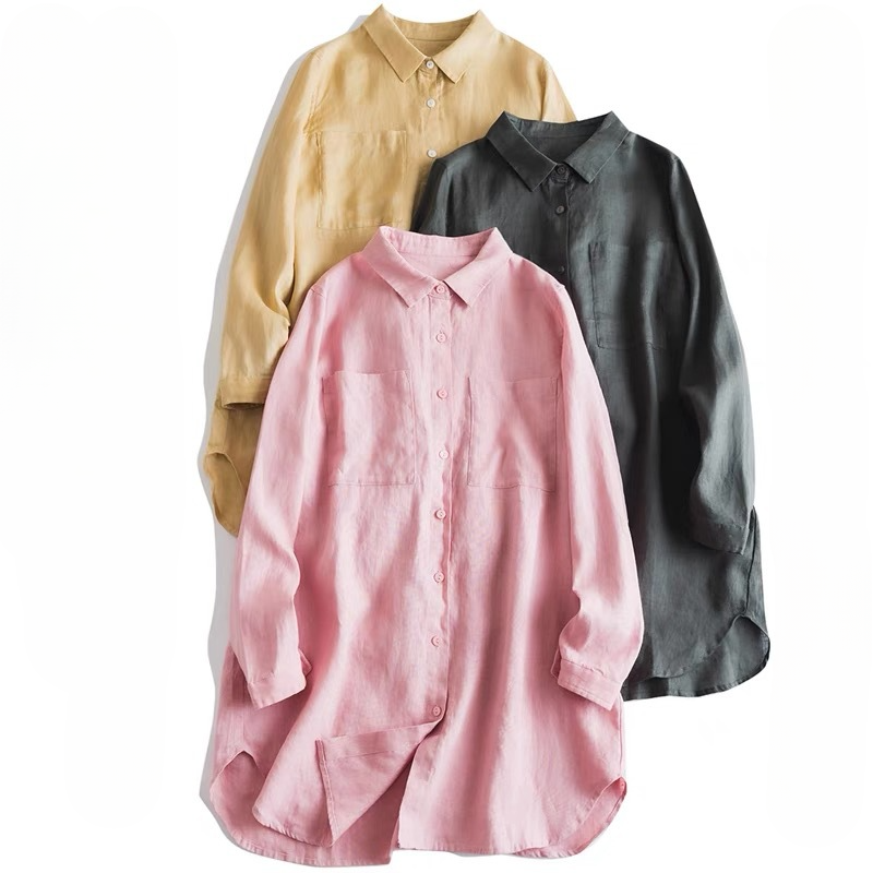 Button-Up Linen Long Shirt CRLinen1216-054
