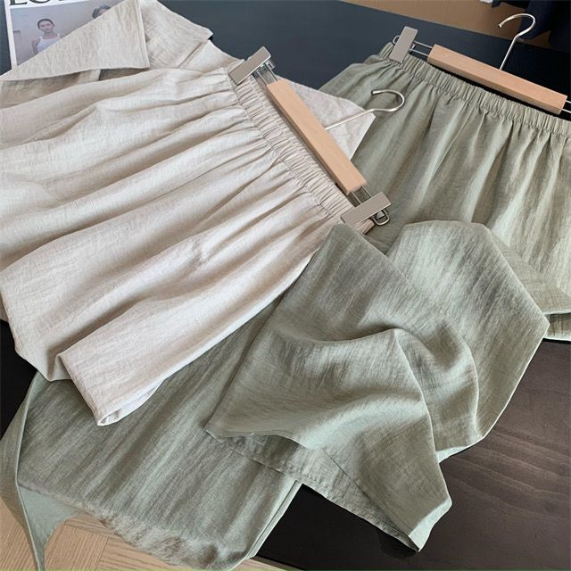 Casual Loose Wide-Leg Pants with Elastic Waist CRLinen1216-109