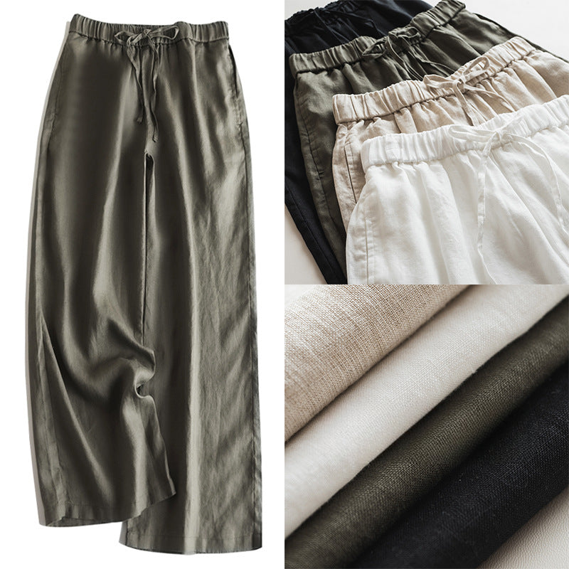 Premium 100% French Linen Wide-Leg Pants CRLinen1124-007-KK4059 Draft
