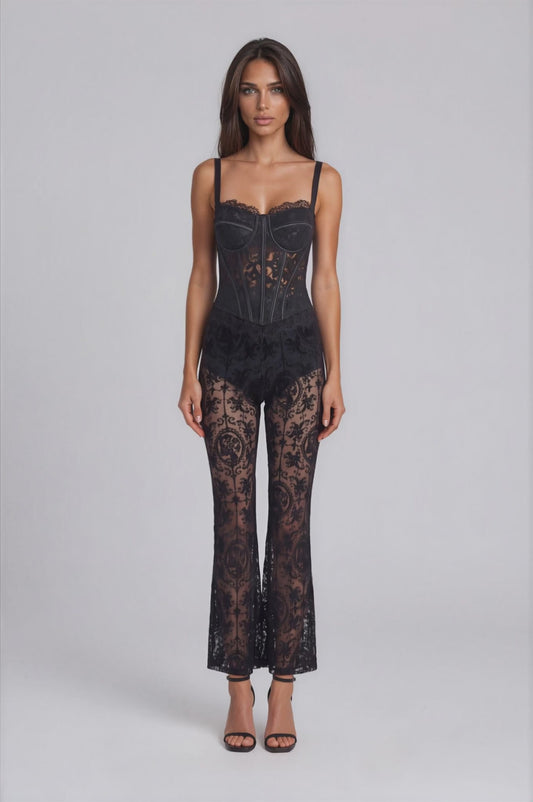 Black Lace Bustier Top NDS-049